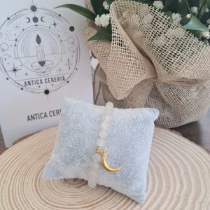 Braccialetto in pietra di luna con ciondolo a mezzaluna elastico